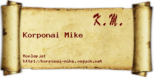 Korponai Mike névjegykártya